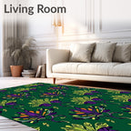 Emerald Green Floral Swirl Accent Rug