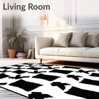 Bold Black White Abstract Figures Rug