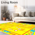 Playful Yellow Red Geometric Collage Rug