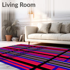 Red Blue Black Plaid Grid Rug