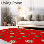 Crimson Red Gold Floral Medallions Rug