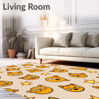 Whimsical Orange Cats Stars Background Rug