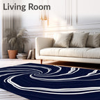 Deep Blue Swirling Vortex Rug