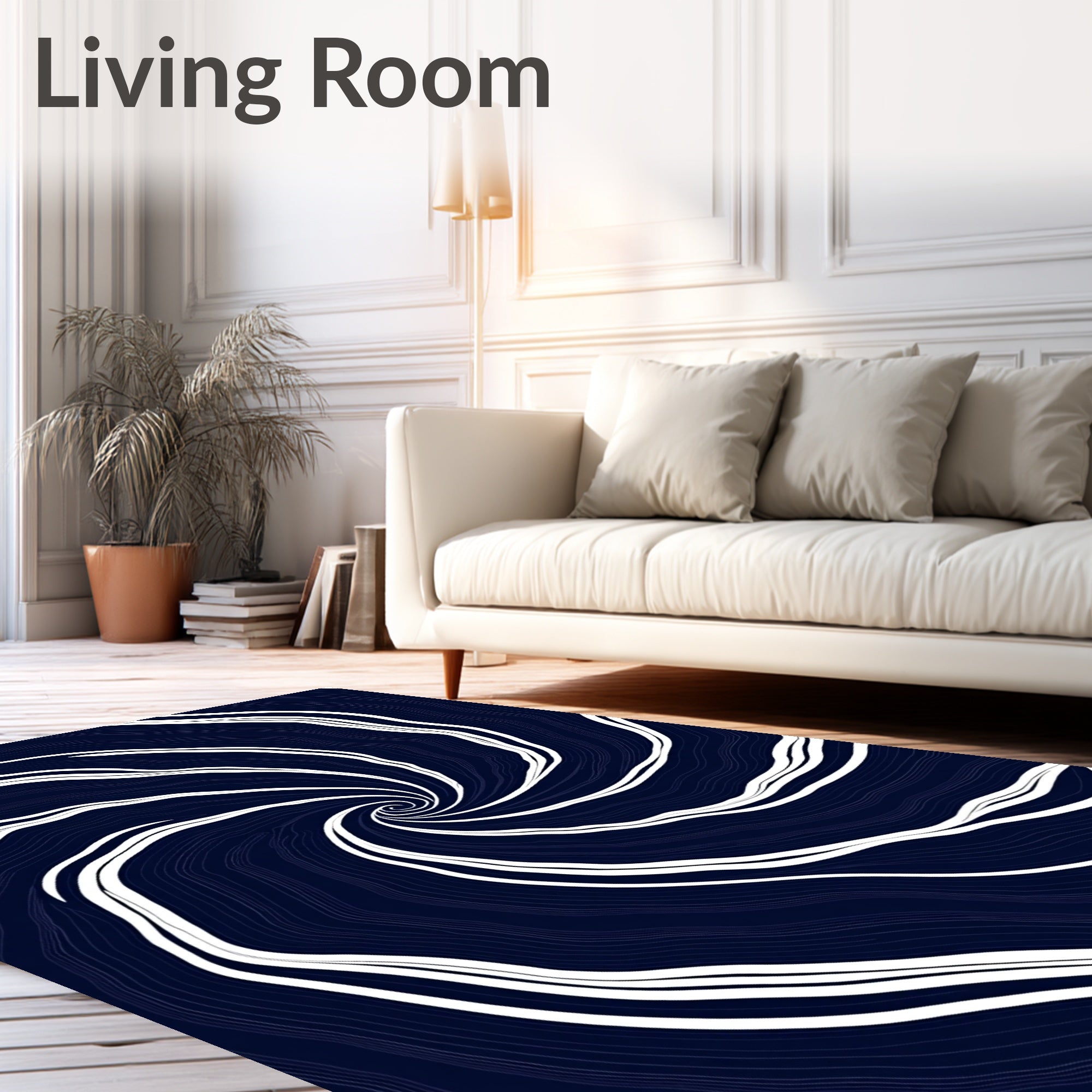 Deep Blue Swirling Vortex Rug