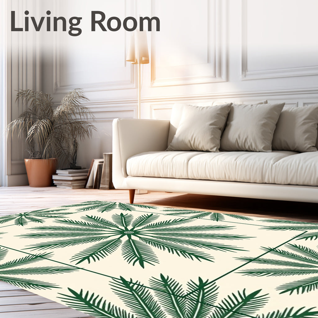 Green Palm Frond Repeating Pattern Rug
