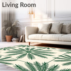 Green Palm Frond Repeating Pattern Rug