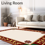 Rich Burgundy Tribal Animal Border Rug
