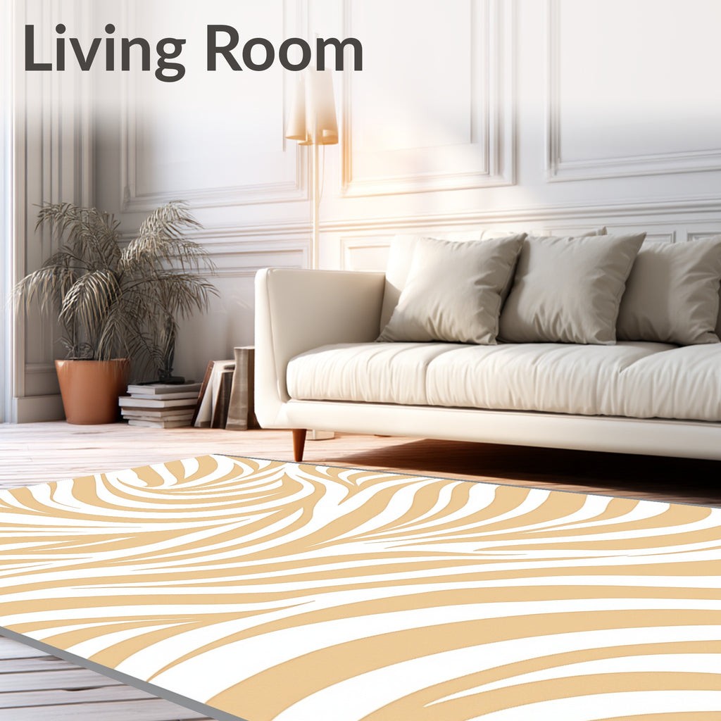 Sandy White Swirl Abstract Rug