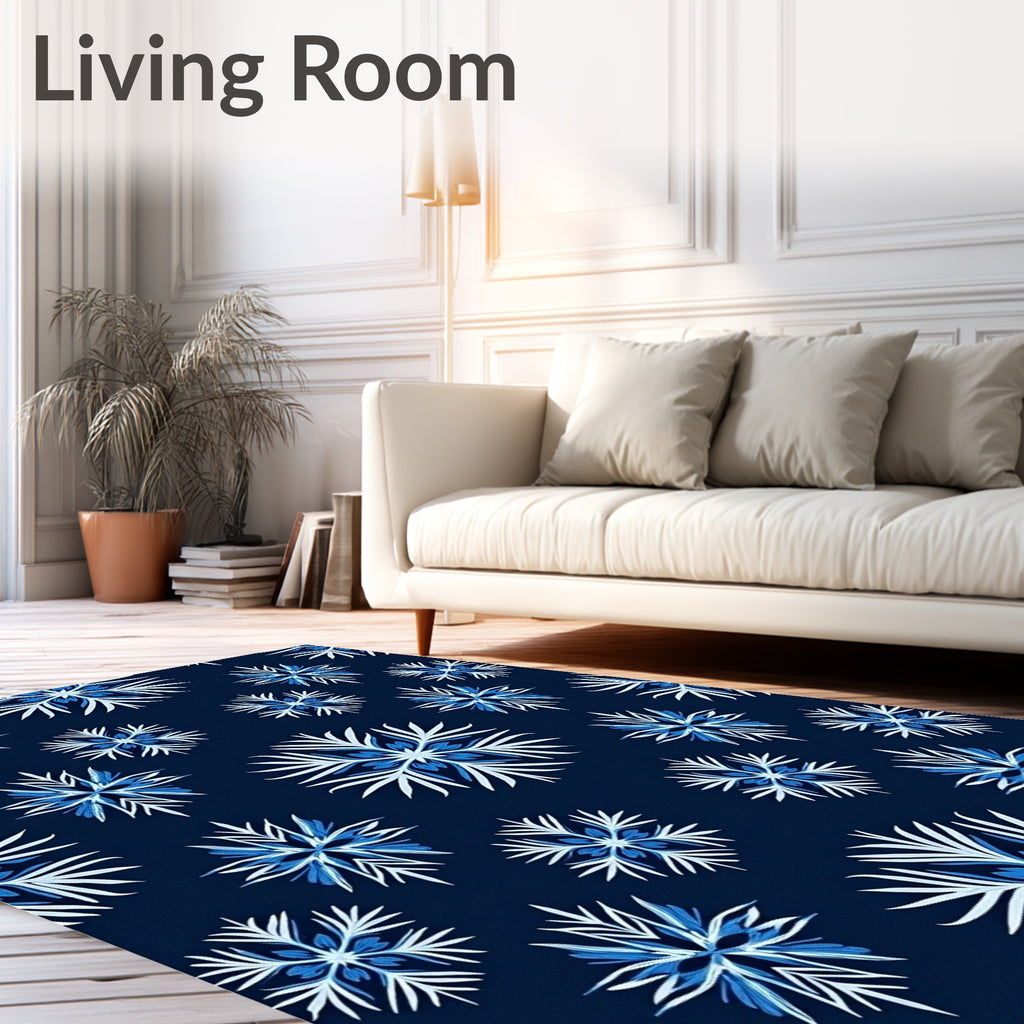 Navy Frozen Snowflake Repeat Rug