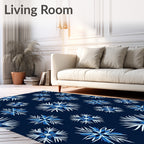 Navy Frozen Snowflake Repeat Rug