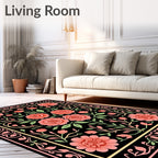 Coral Blossom Bouquet Floral Arrangement Rug