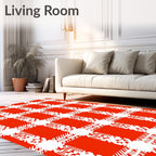 Bright Red White Buffalo Check Rug