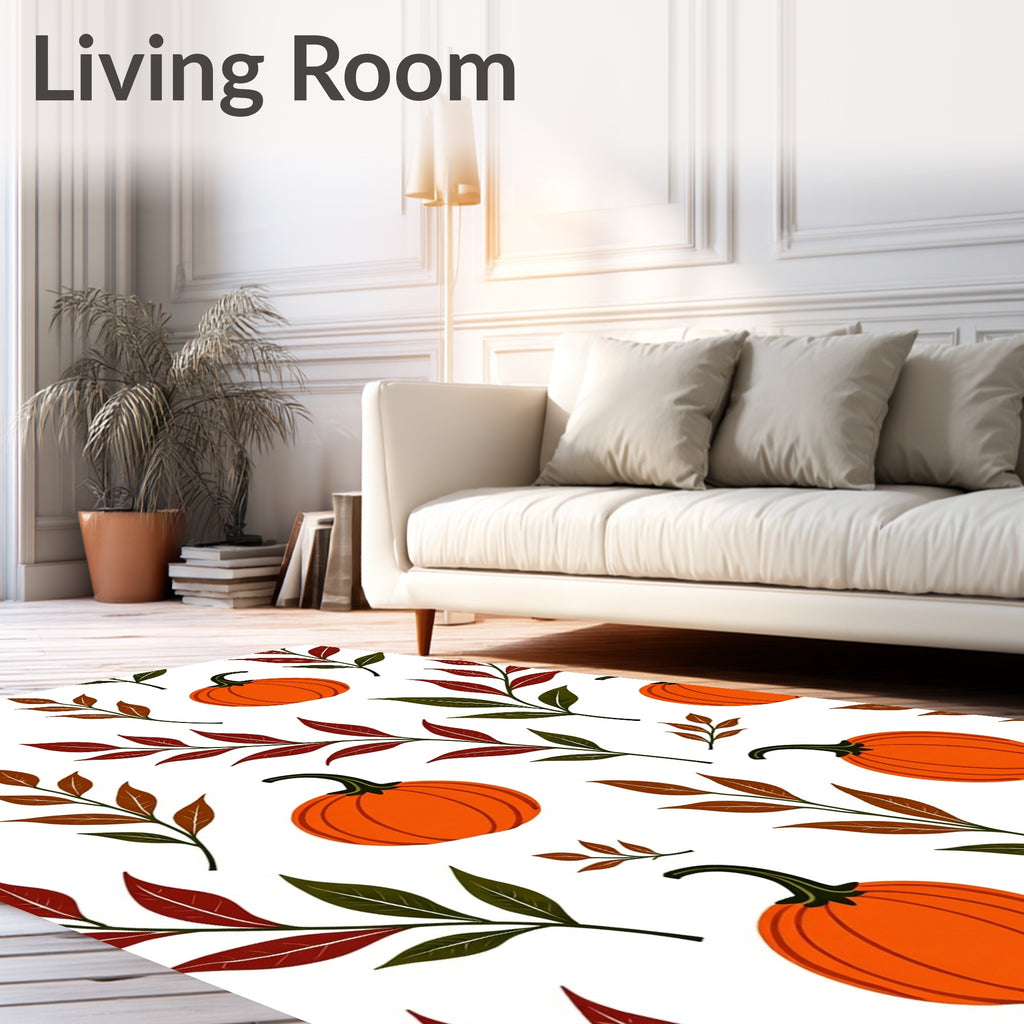 Autumn Pumpkin Leaf Garland Rug