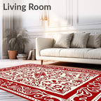 Classic Red Cream Floral Medallion Rug