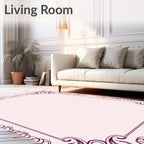 Deep Burgundy Swirl Floral Border Rug