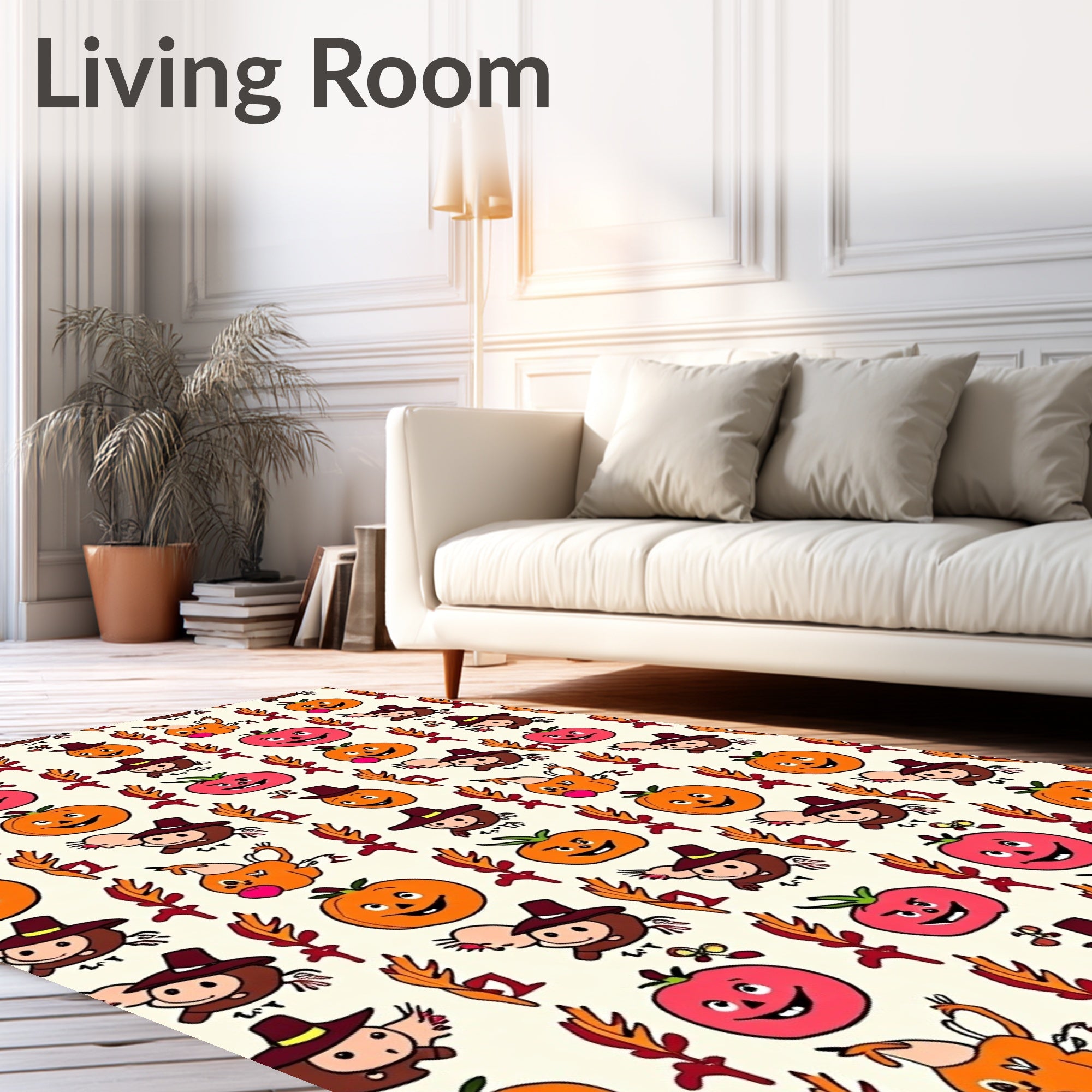 Happy Autumn Harvest Characters Rug