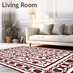 Ornate Burgundy Floral Vine Panels Rug