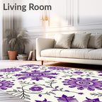Vibrant Purple Floral Vine Medallion Rug