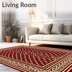 Garnet Interlocking Geometric Border Rug