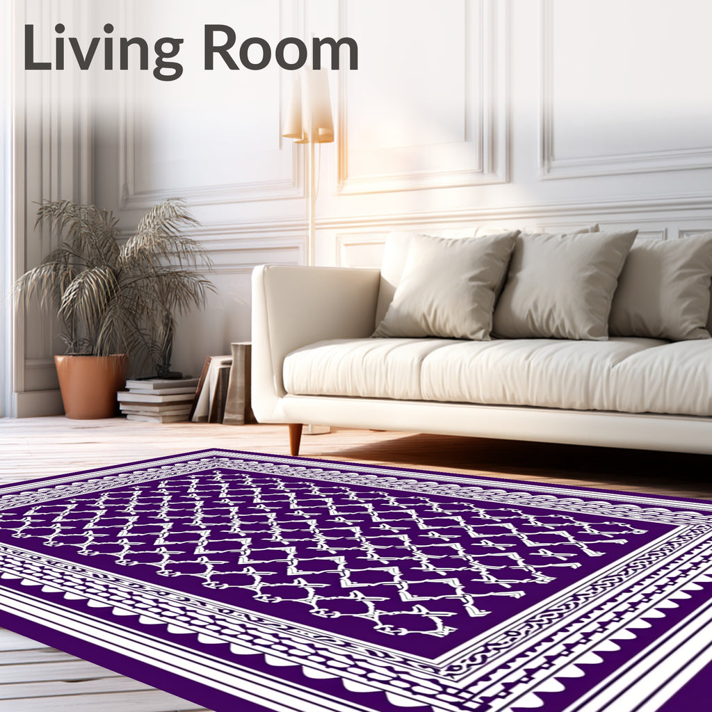 Deep Purple Lattice Border Rug