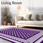 Deep Purple Lattice Border Rug