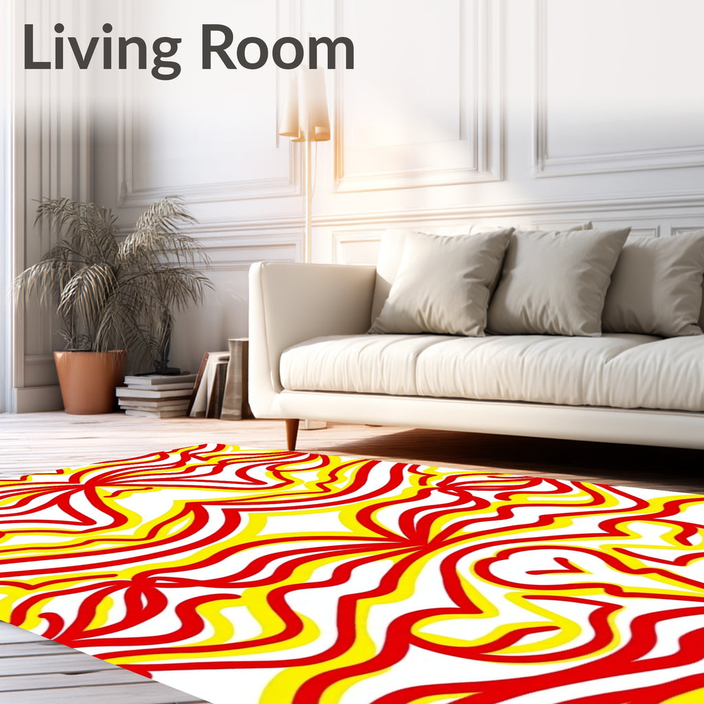 Crimson Yellow Organic Swirls Rug