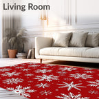 Crimson White Snowflake Scatter Rug