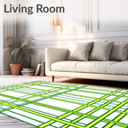 Bold Green Yellow Grid Rug