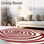Deep Red Swirl Continuous Line Rug