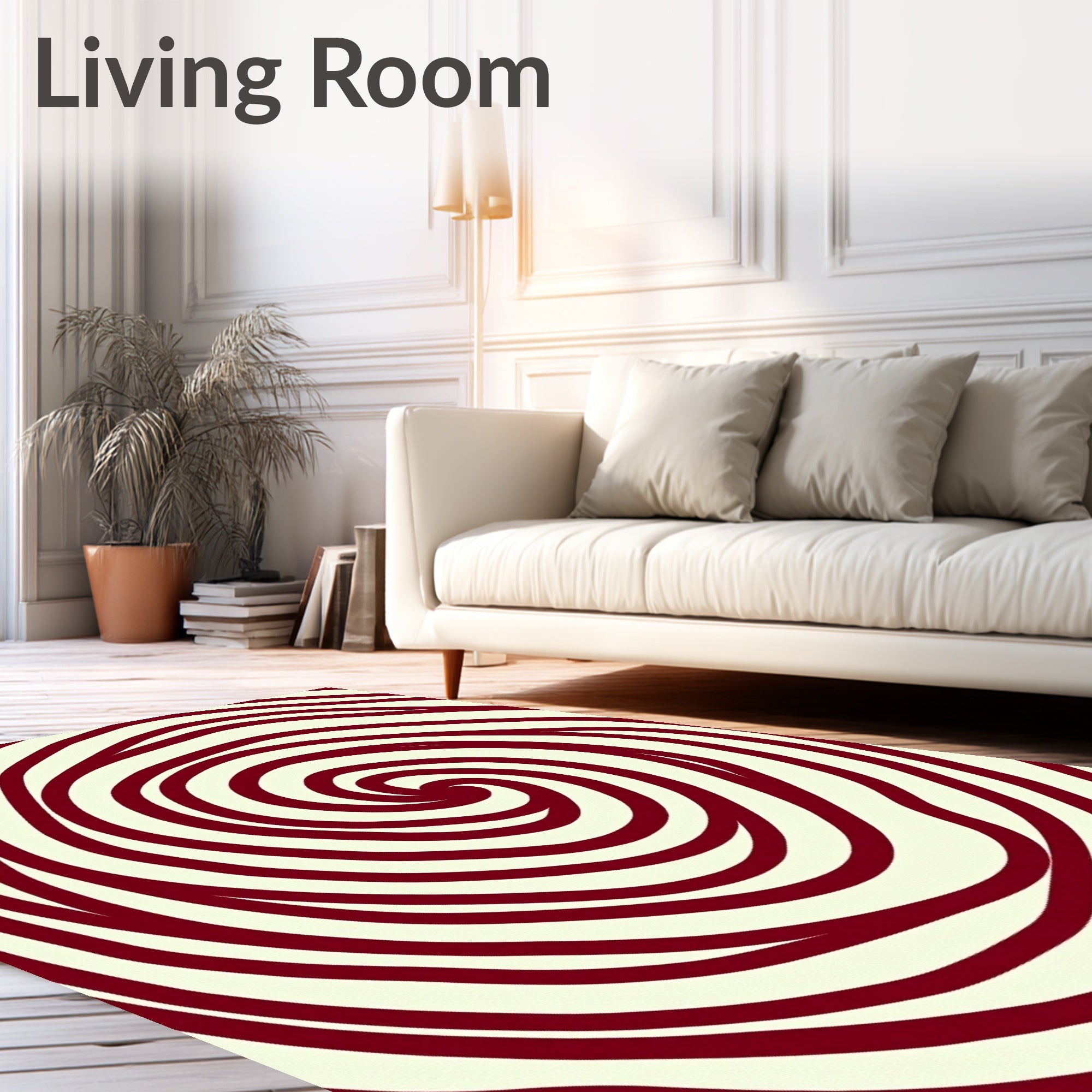 Deep Red Swirl Continuous Line Rug