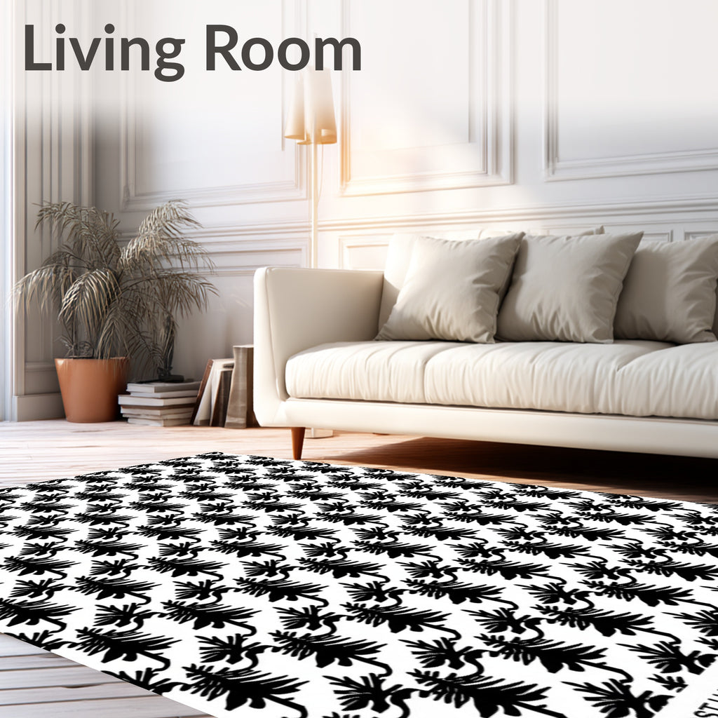 Black Pine Woodland Repeating Pattern Rug