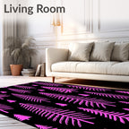 Vibrant Pink Evergreen Forest Pattern Rug