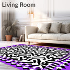 Bold Purple Geometric Maze Rug