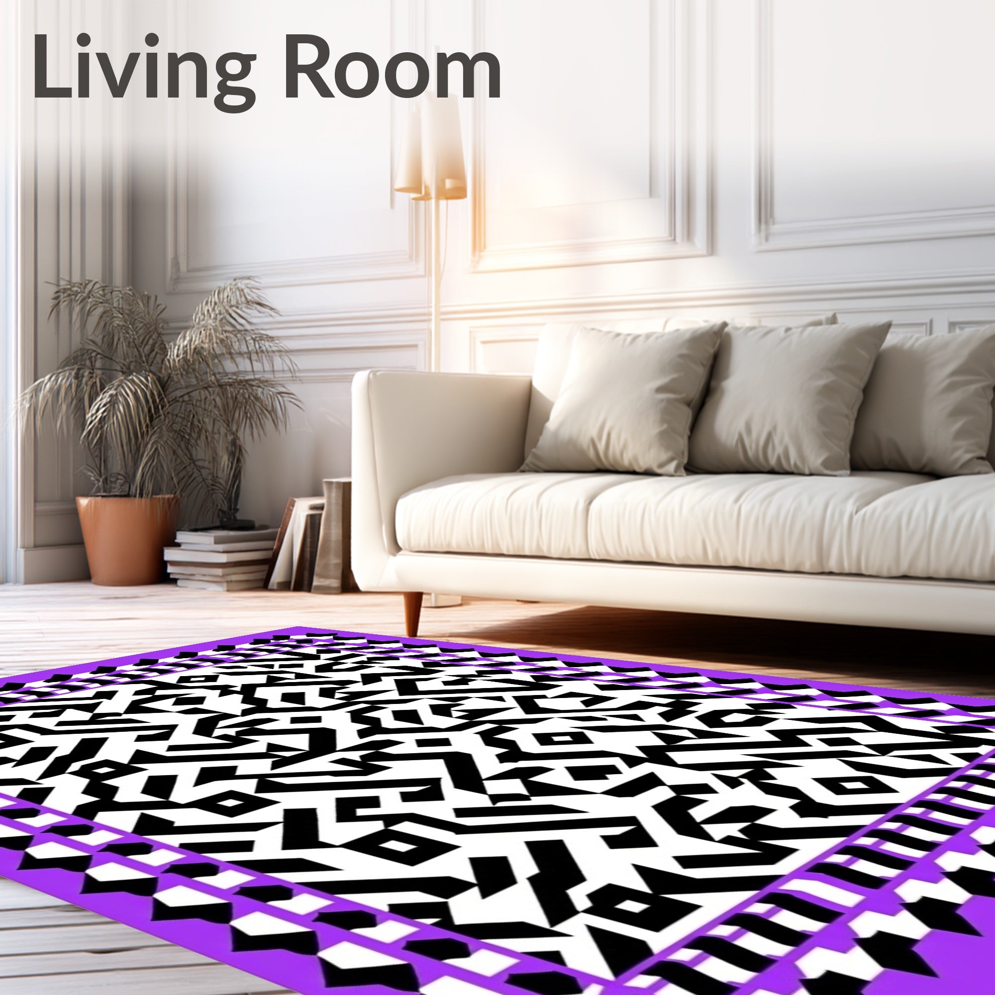 Bold Purple Geometric Maze Rug