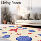 Red Blue Shell Starfish Medley Rug