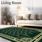 Emerald Geometric Honeycomb Frame Rug