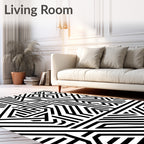 Sharp Labyrinth Line Art Rug