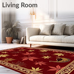 Crimson Gold Maple Leaf Arrangement Rug