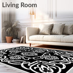 Monochromatic Floral Medallion Lattice Rug