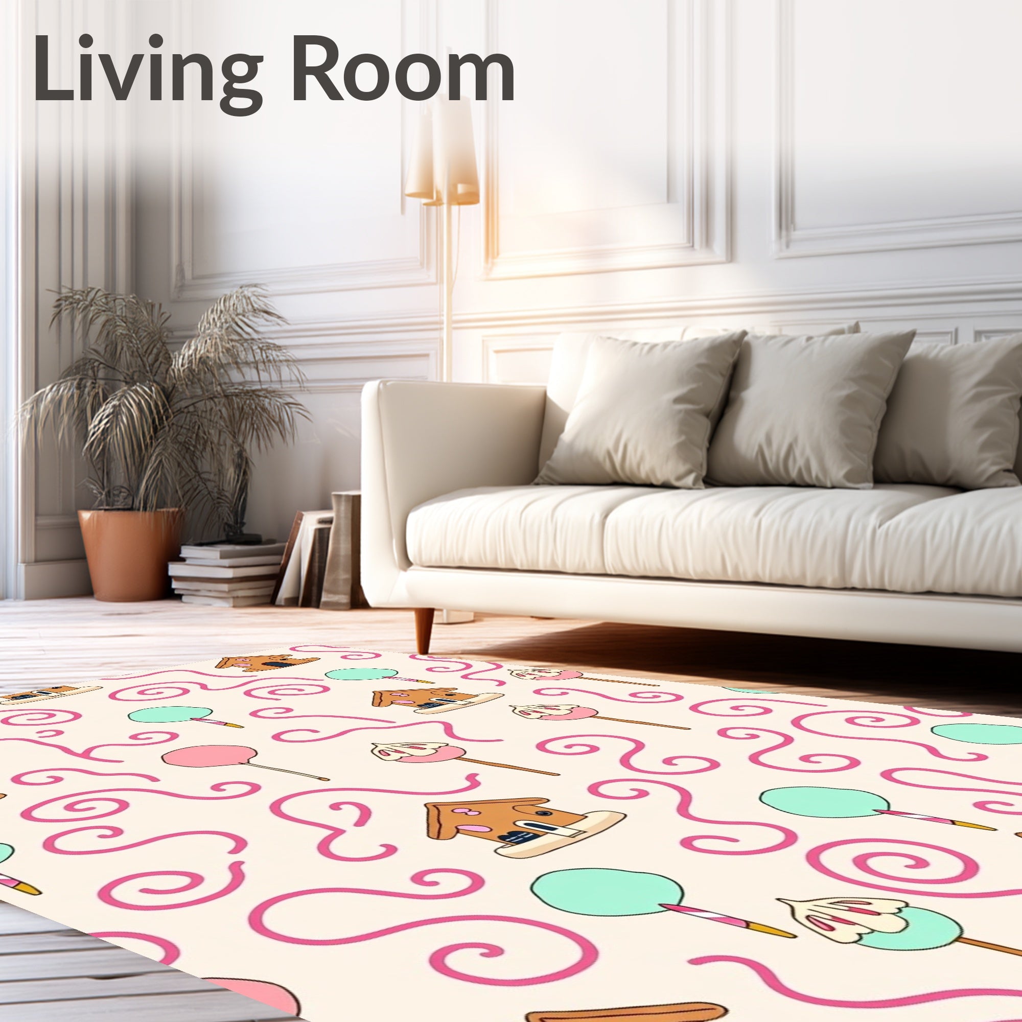Sweet Gingerbread Houses Candy Swirls Rug