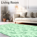 Light Green Botanical Leaf Vines Rug