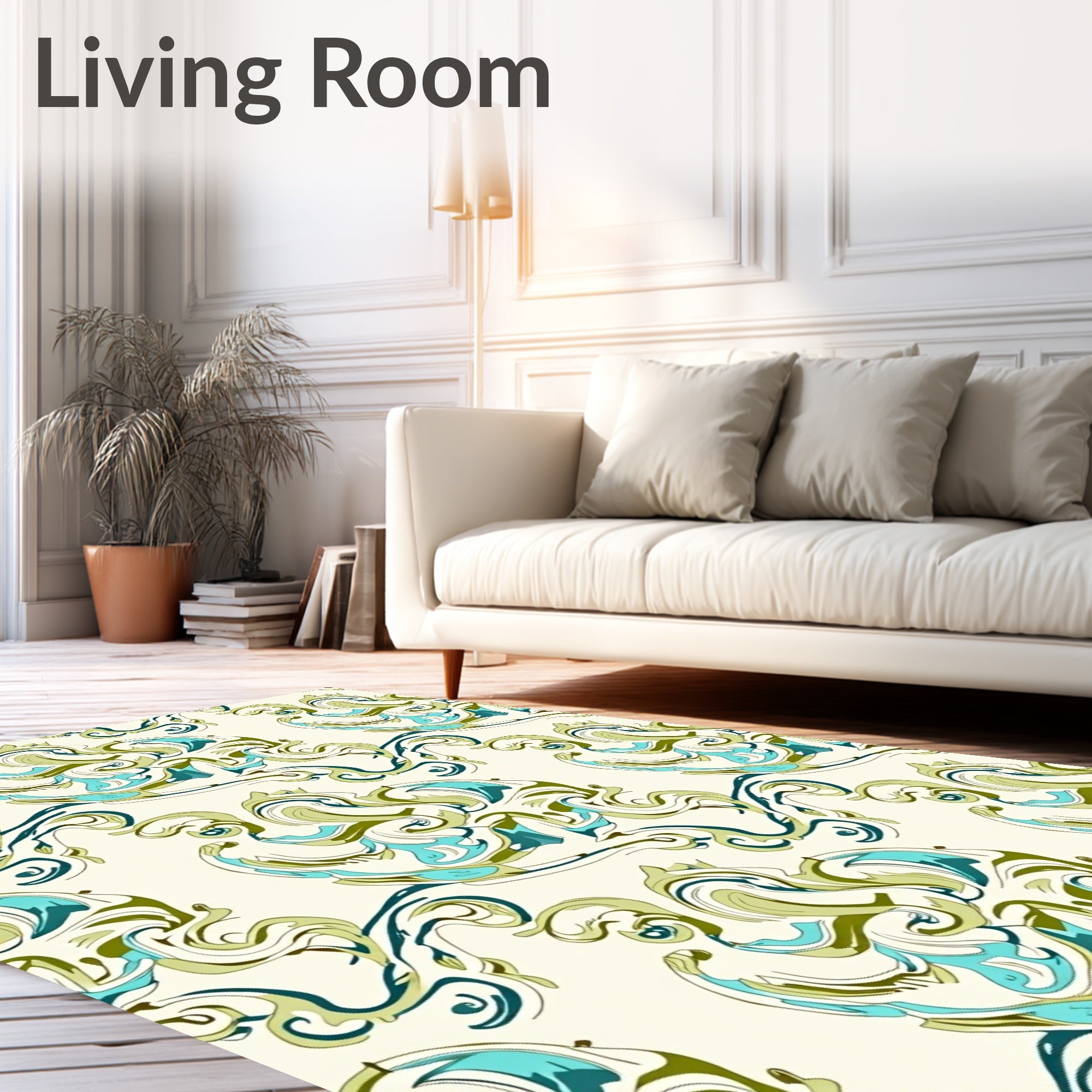 Organic Flowing Swirls Blue Green Rug