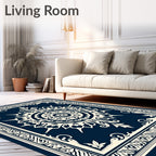 Vintage Indigo Floral Medallion Border Rug