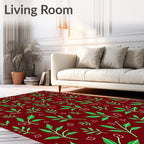 Crimson Greenery Leaf Cluster Rug