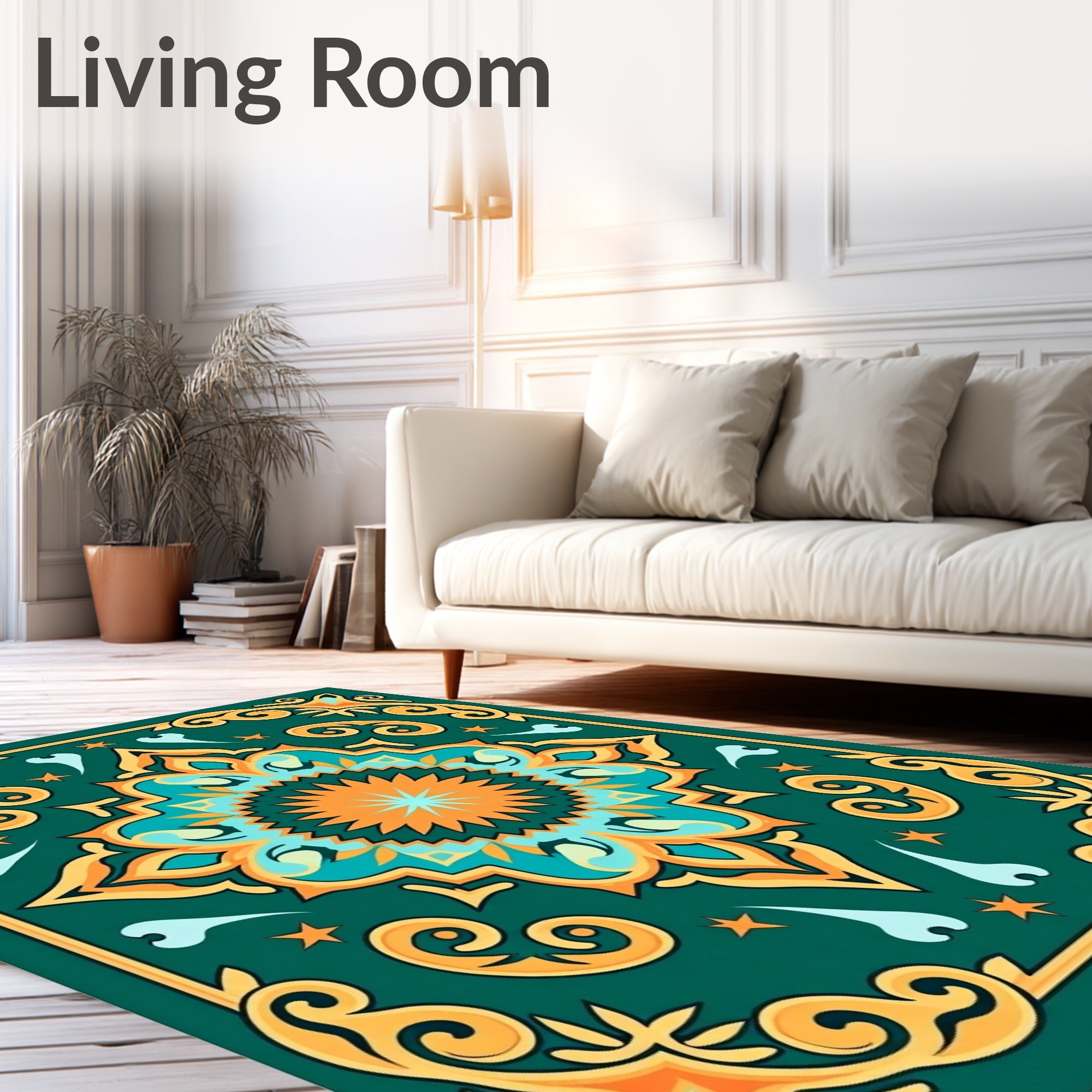 Emerald Teal Medallion Floral Accent Rug