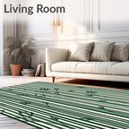 Dark Green Vertical Bamboo Stripes Rug