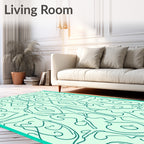 Light Teal Abstract Scrollwork Rug