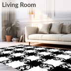 Black White Abstract Interlocking Squares Rug