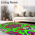 Vibrant Skull Floral Mandala Rug