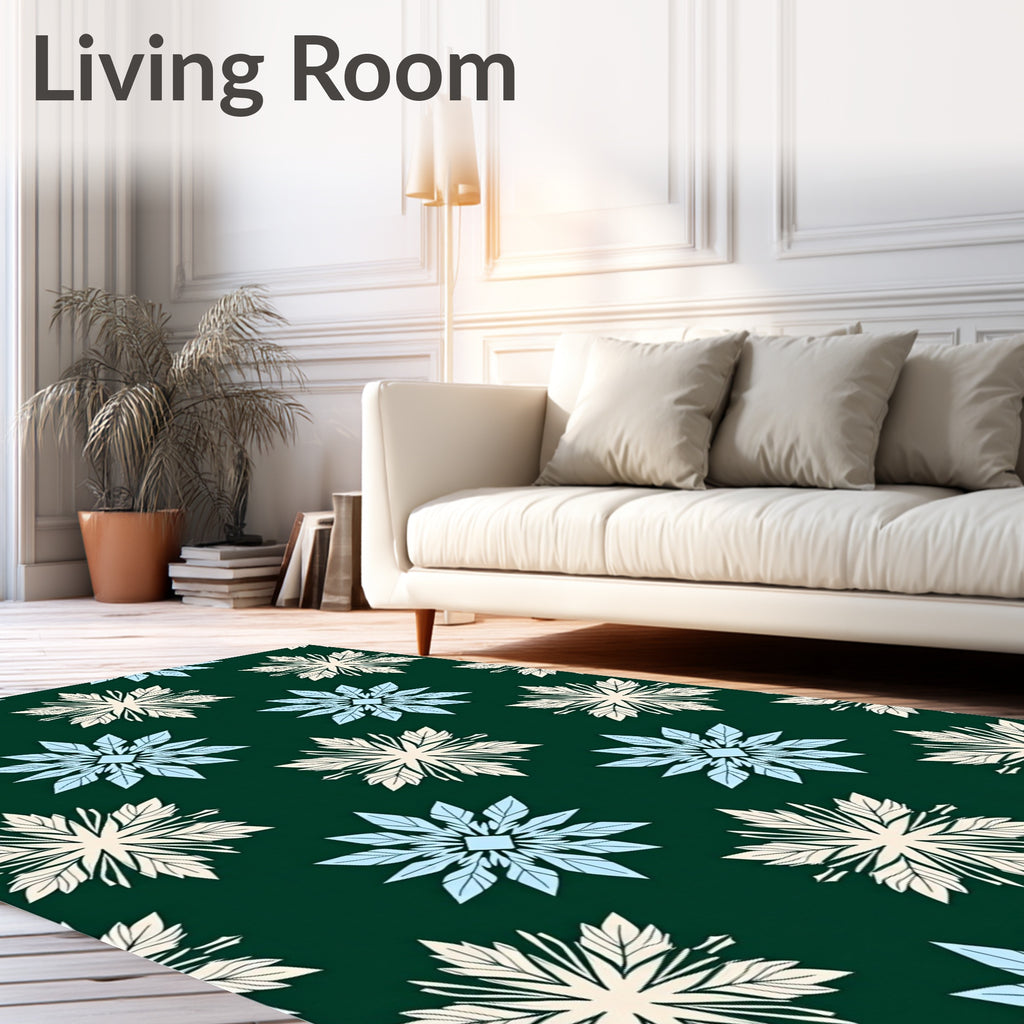 Earthy Cream Blue Starburst Medallion Rug